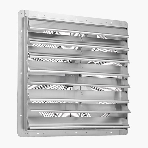 KFFKFF 36-Inch Wall-Mounted Shutter Exhaust Fan, High Airflow Ventilation with AC Motor, Durable Steel Build, Quiet Operation for Sheds, Garages, and Greenhouses, Silver