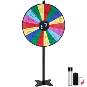 KFFKFF 36" Spinning Prize Wheel 18 Slots Wheel Spinner Tabletop Floor-standing