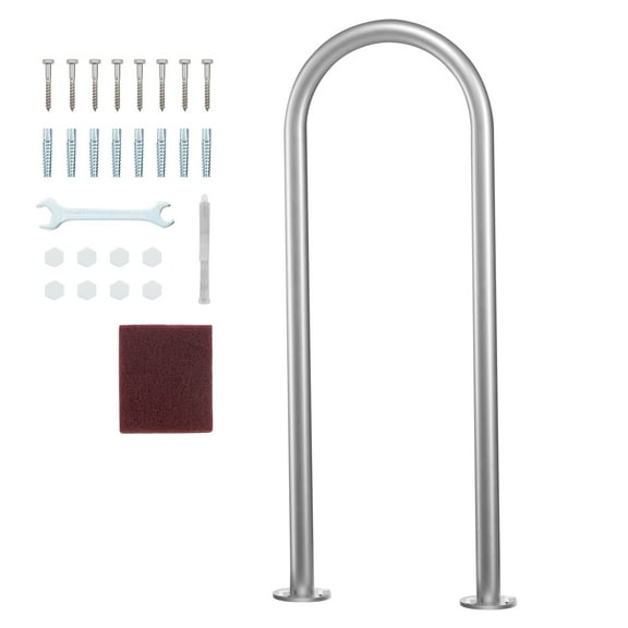KFFKFF Pool Handrail, Aluminum Railing with Base Plate, Corrosion-Resistant 36 x 13 inch, 220 lbs