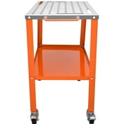 KFFKFF 36" x 18" Steel Welding Table, 1200lbs Capacity Workbench with Wheels, Portable Design with Lockable Casters, Tool Tray, 4 Slots, and 5/8-inch Fixture Holes