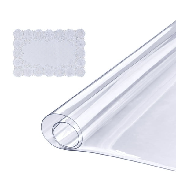 KFFKFF 36" x 72" Transparent Table Cover, Rectangular PVC Clear Desk Cover Protector, 1.5 mm Thickness PVC Plastic Tablecloth