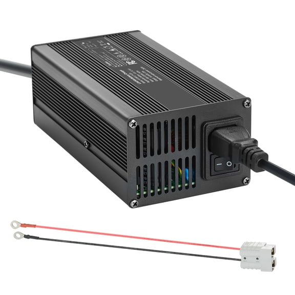 KFFKFF 36V 18A Lithium Battery Charger, 43.8V AC-DC LiFePO4 Smart Charger with Anderson Connector, LED Display, 0V Activation, Compatible with Lithium LiFePO4 Deep Cycle Rechargeable Batteries