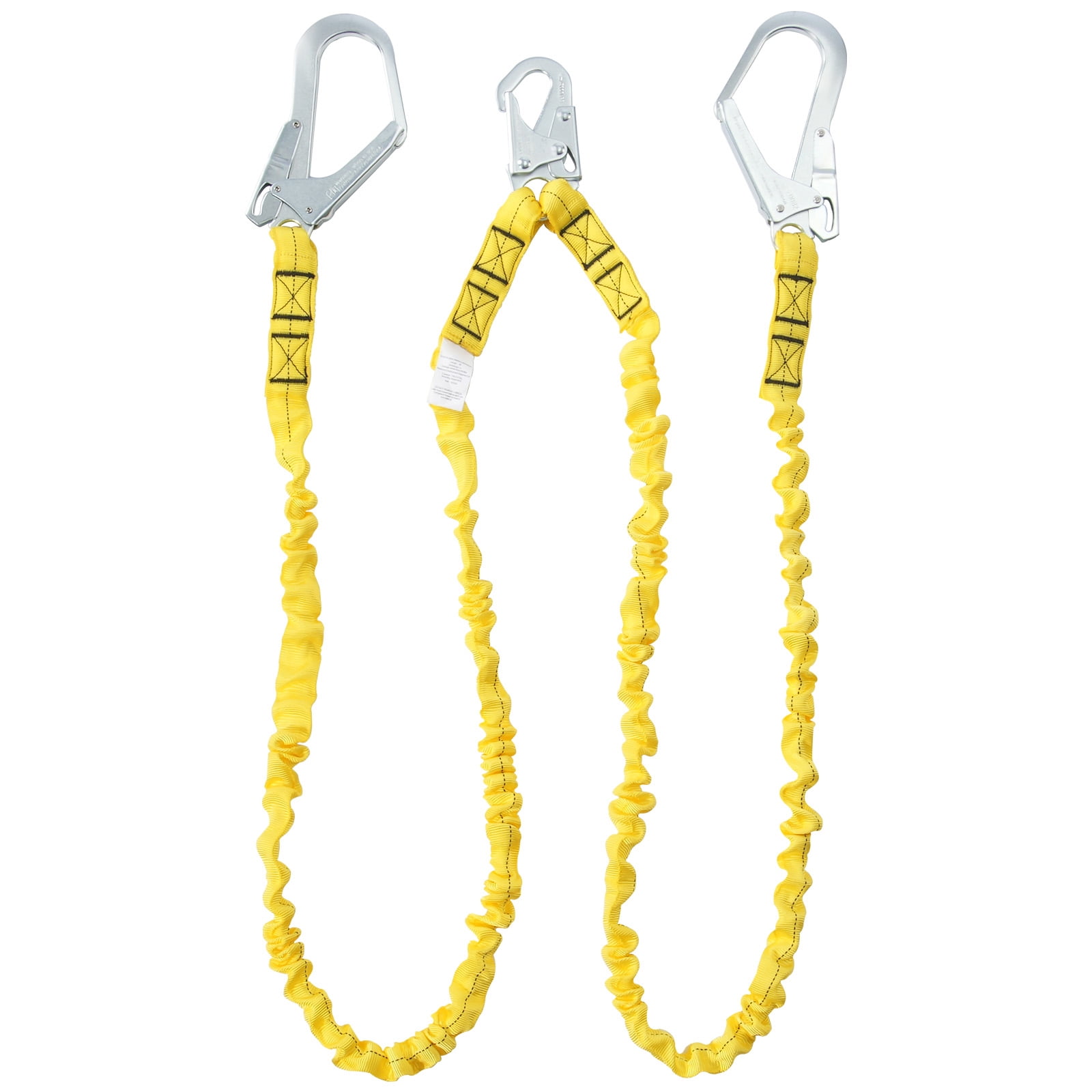 KFFKFF 38mm Protective Lanyard, 6ft Safety Cord with Dual Alloy Snap Hooks, Flexible Security Strap for Tree Climbing, Indoor/Outdoor Use, 38KN Tensile Strength, Yellow