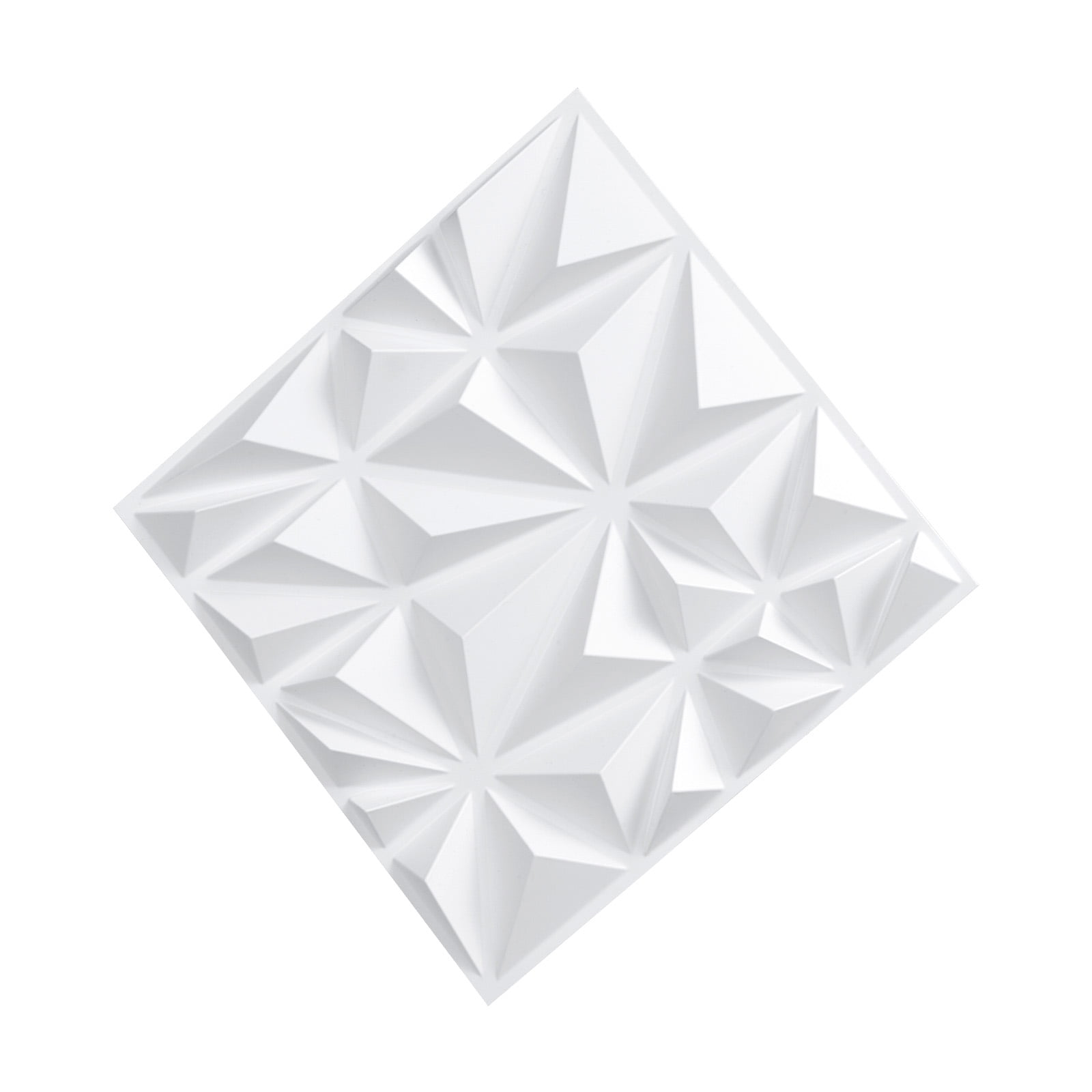 KFFKFF 3D Wall Decorations, Set of 33, 11.81 x 11.81 in PVC Contemporary Minimalist Diamond Design Tiles, Covers 32 Sq.Ft, Decorative Wall Panel, Indoor Home Enhancement, Matte White