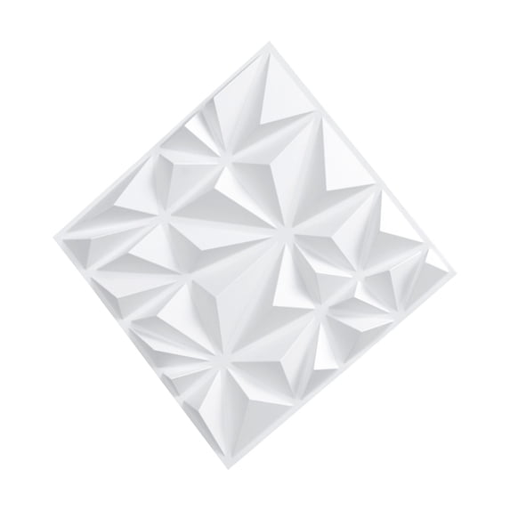 KFFKFF 3D Wall Decorations, Set of 33, 11.81 x 11.81 in PVC Contemporary Minimalist Diamond Design Tiles, Covers 32 Sq.Ft, Decorative Wall Panel, Indoor Home Enhancement, Matte White