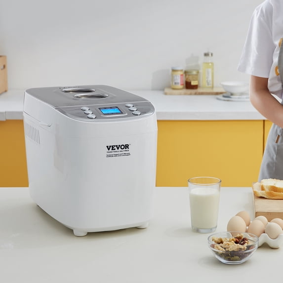 KFFKFF 3LB 15-in-1 Bread Maker Automatic Compact Dough Machine Nonstick White