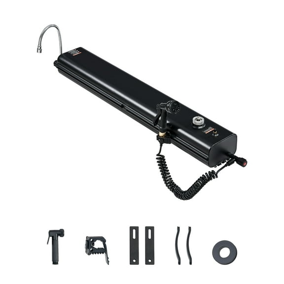 KFFKFF 4.5 Gal Roof Rack Water Tank, Durable Aluminum Outdoor Tank with Multi-Dispensing System, Splash-Guard Panels, T-slot Design, and Pressurization Port, Compatible with Trunks, Roll Bars