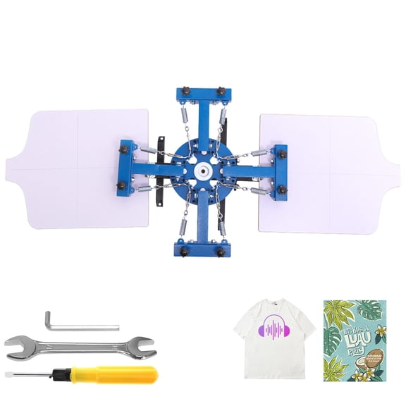 KFFKFF 4-Color, 2-Station Screen Printing Machine with Rotating Design, Durable Carbon Steel Build, Precise Alignment, Ideal for T-shirt Printing at Home or Commercial Use