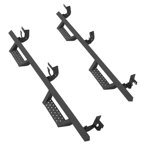 KFFKFF 4-Inch Side Steps for 2009-2018 Dodge Ram 1500 (Including 19-24 Classic) & 2010-2024 Dodge Ram 2500/3500 Crew Cab, Black Carbon Steel Running Boards, 550 lbs Load Capacity