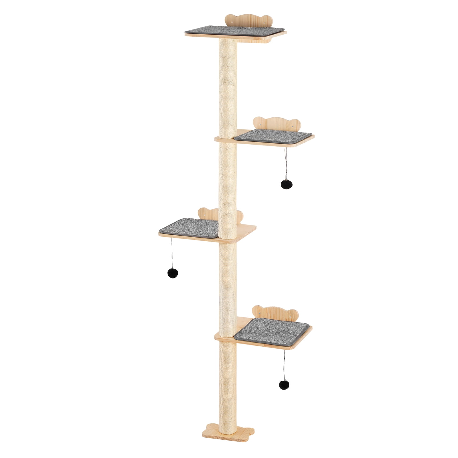 KFFKFF 4-Level Cat Wall Shelf, Includes 4 Platforms for Jumping, Wall-Hanging Cat Play and Sleep Unit, Supports up to 40 lbs, Made from 12 mm Pine, Ideal for Lounging, Play & Climb