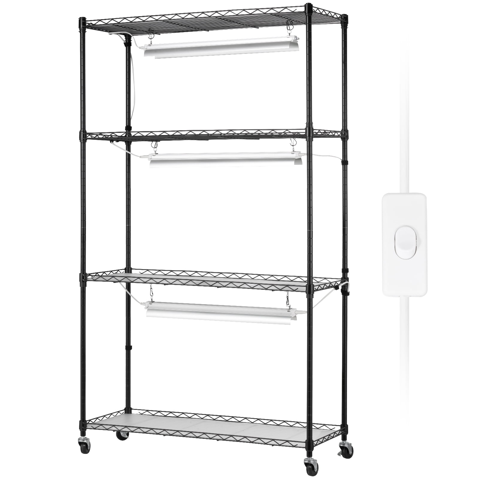 Germination Rack KFFKFF 4-Level Plant Growth Stand, 90W, Full Spectrum Indoor Lighting ...