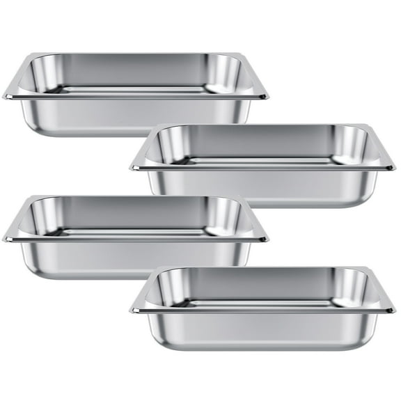 KFFKFF 4-Pack Stainless Steel Steam Table Pans, Half-Size Catering Pans, 2.5-Inch Deep Non-Jamming Design for Home, Events, Restaurants, Hotels, and Buffets