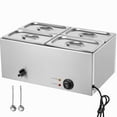 thumbnail image 1 of KFFKFF 4-Pan Food Heating Station, 15.9QT Electric Buffet Server, 1200W Countertop Stainless Steel Warmer with Temperature Range of 86-185°F for Professional Catering Services, Silver, 1 of 9