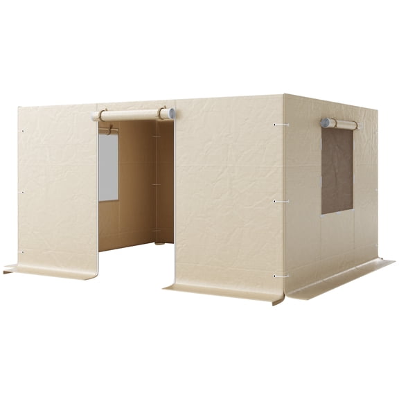 KFFKFF 4-Panel Sidewalls for 10 x 12 ft Gazebos, Durable PE Material with Mesh Windows, Weather-Resistant Outdoor Cover, Gazebo Frame Not Included