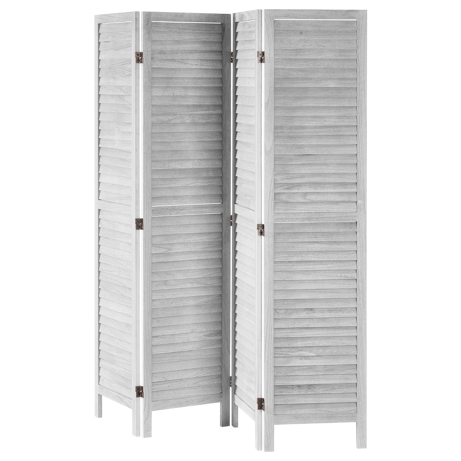 KFFKFF 4-Panel Wooden Room Divider, Folding Screen Panels, 66.9*63.8 Inches Partition, Portable Decorative Screen for Room Separation in Home, Office, Restaurant, and Bedroom