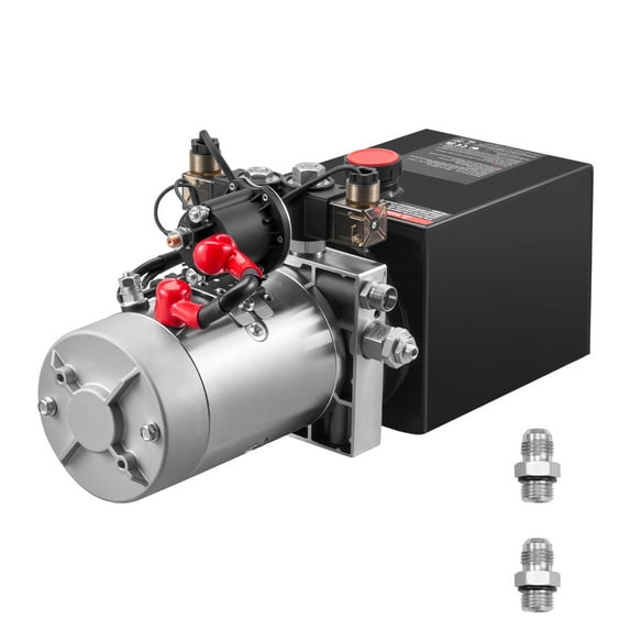 KFFKFF 4 Quart Hydraulic Power Unit, Double Acting Pump for Dump Trailers, 3200 PSI Max Pressure & 0.91 GPM Flow Rate, DC 12V Hydraulic Pump with Durable Metal Tank for Vehicle Lifting, Black