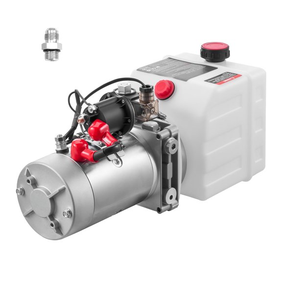 KFFKFF 4 Quart Hydraulic Power Unit, Single Acting Pump for Dump Trailers, 3200 PSI Max Pressure & 0.91 GPM Flow Rate, DC 12V Hydraulic Pump with Durable Metal Tank for Vehicle Lifting