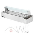 thumbnail image 1 of KFFKFF 4-Section Electric Buffet Server, 4 x 8QT, 1500W, Stainless Steel with Glass Lid, Adjustable Heat 86-185°F for Catering and Restaurants, Silver, 1 of 9