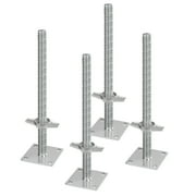 KFFKFF 4-Set Adjustable Scaffold Jacks, 18.2 Inch Variable Height & 3307lbs/1500kg Combined Weight Limit, Robust Carbon Steel Stabilizing Jacks for Baker-Type Scaffolding Gear, Silver