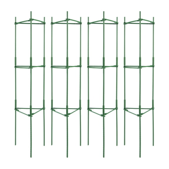 KFFKFF 4 Set Garden Tomato Supports, 63" Stackable Plant Stakes, Durable Cage for Vegetables, Flowers & Climbers, Ideal for Raised Beds