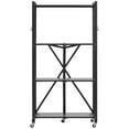 thumbnail image 1 of KFFKFF 4-Tier Foldable Storage Shelf, 28W x 13D x 54H Inch Metal Rack Shelving Unit, Durable Organizer with Wheels & Hooks for Pantry, Kitchen, Garage, Basement, Black, 1 of 9