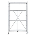 thumbnail image 1 of KFFKFF 4-Tier Foldable Storage Shelf with Wheels, 36-inch W x 21-inch D x 60-inch H Folding Metal Rack Shelving Unit, Durable No-Assembly Organizer for Garage, Kitchen, Basement, White, 1 of 8