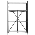 thumbnail image 1 of KFFKFF 4-Tier Foldable Storage Shelf with Wheels, 36-inch W x 21-inch D x 60-inch H Metal Rack Shelving Unit, Durable Organizer Shelf for Garage, Kitchen, Basement, Black, 1 of 9