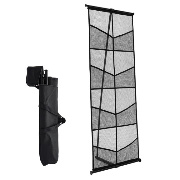 KFFKFF 4-Tier Mesh Literature Display Stand with 8 Pockets, Floor Standing Magazine and Catalog Holder, Lightweight and Portable Design with Carrying Bag for Offices, Shops, and Exhibitions