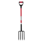 KFFKFF 4-Tine Garden Fork with Fiberglass Handle, 45-Inch Heavy-Duty Digging Tool, Y-Grip Spading Fork for Hay, Compost, Potato, and Soil Aeration