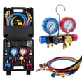 thumbnail image 1 of KFFKFF 4-Way AC Manifold Gauge Set for R134a R404A R1234yf R22 Refrigerants, Includes 5 ft Hoses, Adapters, Quick Couplers, and Can Taps for Automotive Air Conditioning Maintenance and Servicing, 1 of 9