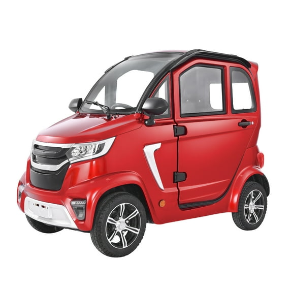 KFFKFF 4-Wheel Enclosed Electric Mobility Scooter for Adults and Seniors, 660 lbs Capacity, 3-Seater Recreational Vehicle with 45-Mile Range, Remote Unlock, and All-Terrain Design for Travel