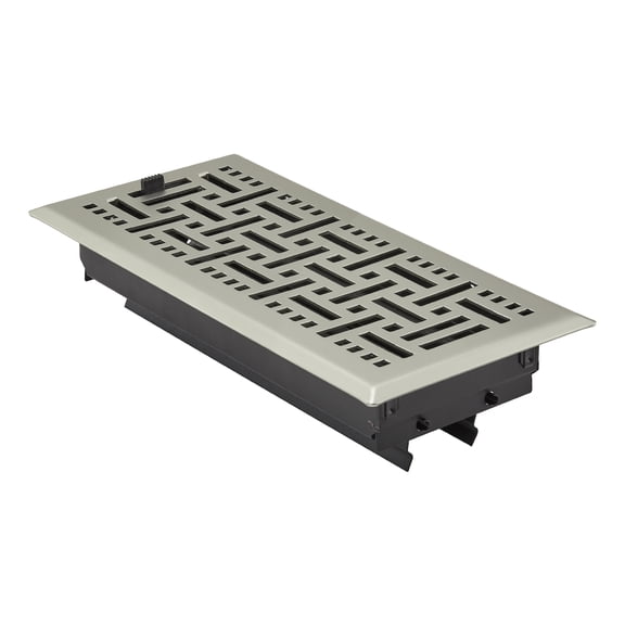 KFFKFF 4 x 10 Inch Floor Registers, 2-Pack Vent Covers, Durable Iron Floor Vents with Adjustable Rust-Resistant Airflow Control, Metal Damper for Home and Office Use, Nickel Finish