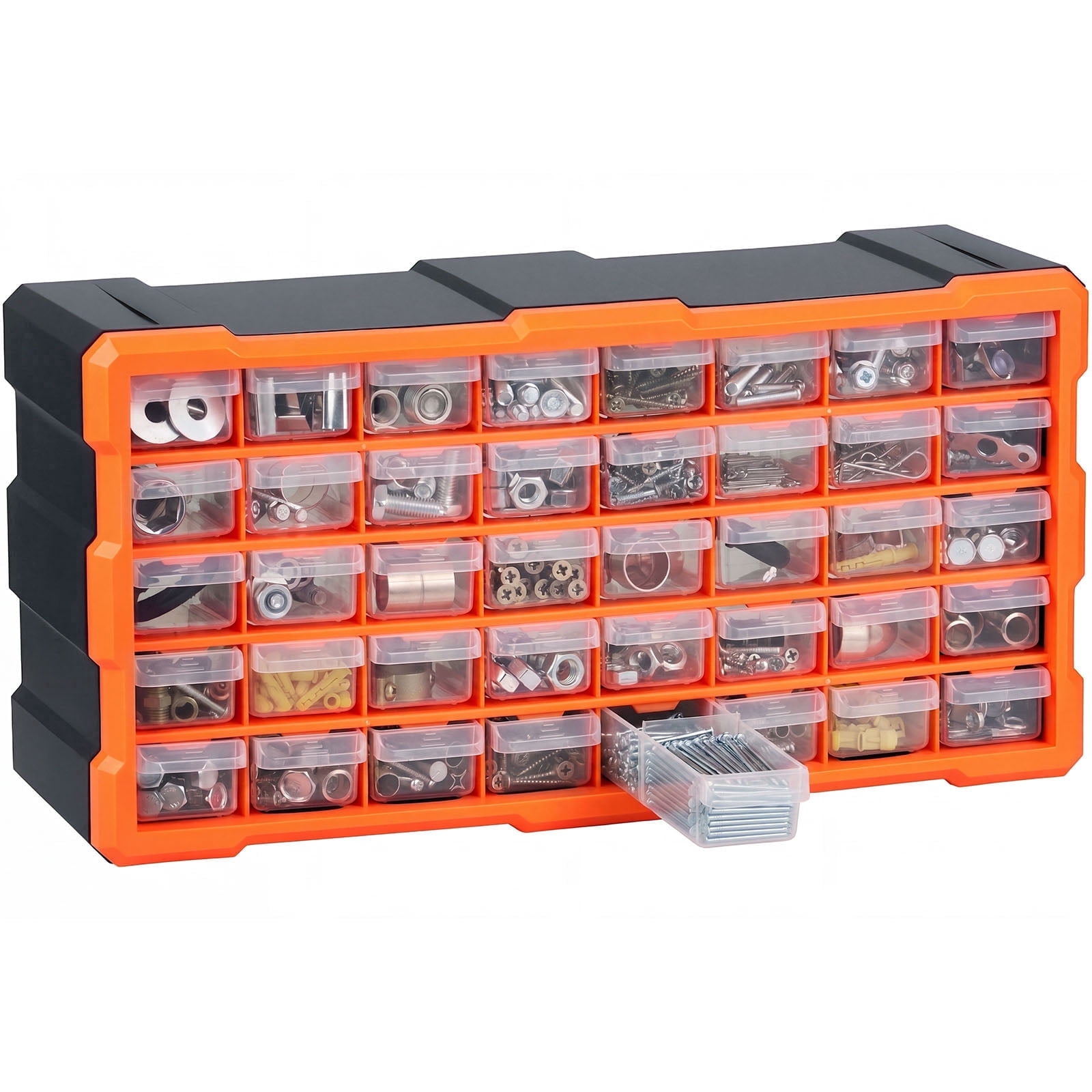 KFFKFF 40-Drawer Plastic Storage Organizer, Stackable Cabinet for Garage Organization, Wall-Mountable Toolbox for Small Parts, Hardware, Beads, Screws, Crafts, and Building Bricks
