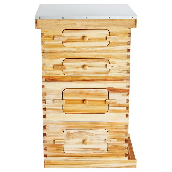 KFFKFF Robust and Long-Lasting 40 Frame Beehive Starter Kit, Beeswax Coated Fir Wood, 22.13 x 18.19 x 36.61 inch