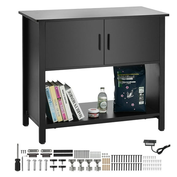 KFFKFF 40 Gallon Aquarium Stand Fish Tank Stand MDF Flush Power Panel Steel