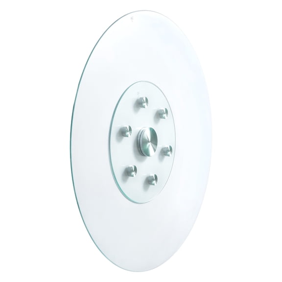 KFFKFF 40-inch Glass Revolving Serving Tray, Reinforced Glass Dinner Table Focal Point with 6 Spinning Casters, 360 Effortless and Quiet Swivel Tabletop Rotating Platter, Ideal for Family Reunions