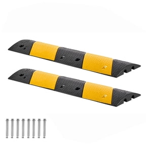 KFFKFF 40in Rubber Speed Bump, Set of 2, Dual-Channel Heavy-Duty Traffic Ramp, 22,000 lbs Axle Load Capacity, Cable Protector with Expansion Screws, Suitable for Asphalt, Concrete