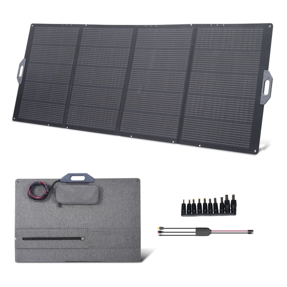 KFFKFF 400W Foldable Solar Panel, 24% High-Efficiency Portable Monocrystalline Solar Charger with MC4 Output & 10-in-1 DC Adapter, IP67 Waterproof for Power Stations, Outdoor Adventures