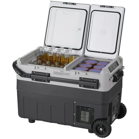 KFFKFF 40L / 42.3 qt RV Refrigerator Dual Storage Zone 12 Volt Car Refrigerators Freezer Fridge Cooler DC & AC
