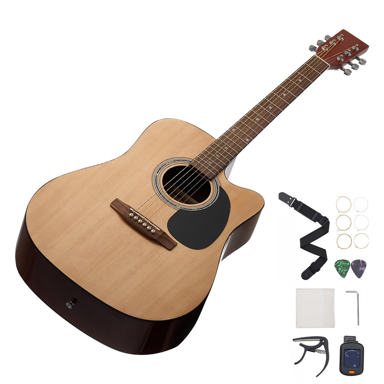 KFFKFF 41-Inch Acoustic Guitar with Cutaway Design, Solid