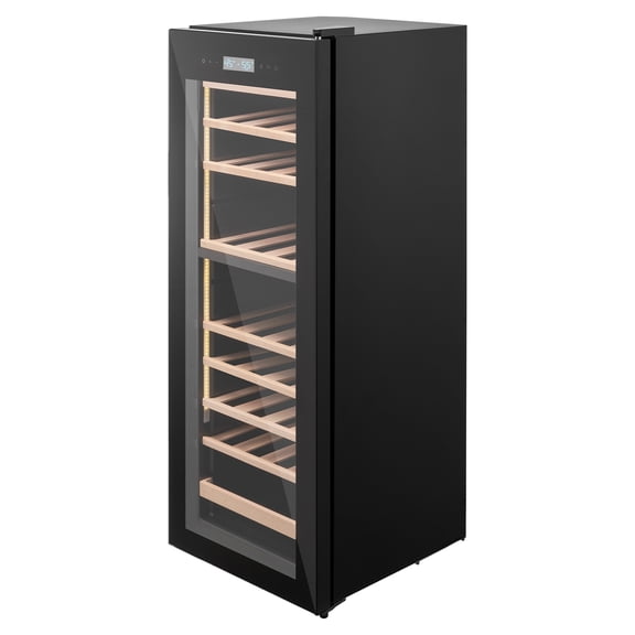KFFKFF 42-Bottle Wine Cooler, Freestanding Dual-Zone Refrigerator, Adjustable Temperature 41℉-65℉, Compact Glass Door Cellar for Home, Office, or Bar, Suitable for Red, White, Champagne