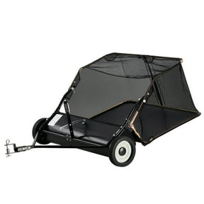 KFFKFF 42-inch Tow-Behind Lawn Sweeper, 12 cu.ft. Large Capacity Grass and Leaf Collector with Dump Rope Design, Adjustable Height for Efficient Debris and Grass Collection