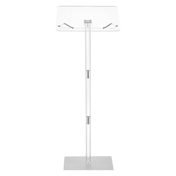 KFFKFF 43-Inch Acrylic Podium Stand, Portable Lectern with Spacious Reading Surface, Book Holders, Adjustable Angle, Floor-Standing Design for Events, Presentations, and Gatherings