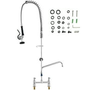 KFFKFF Kitchen Faucet with Pull Down Sprayer, 44" Height Deck Mount Kitchen Sink Faucet Commercial Pre-Rinse Sprayer for Farmhouse Laundry