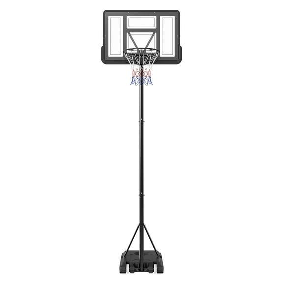 KFFKFF 44 inch Portable Basketball Hoop, 4-10 ft Adjustable Portable Basketball Hoop, PVC Backboard Basketball Ring & Target Set for Children & Adults with Rollers, Stand, and Loadable Base