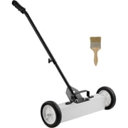 KFFKFF 45Lbs Rolling Magnetic Sweeper with Wheels, Push-Type Magnetic Pickup Tool, 18-inch Wide Magnetic Lawn Sweeper with Adjustable Handle, Ideal for Cleaning Workshop, Garage, and Yard