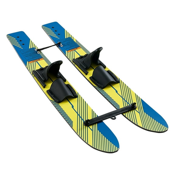 KFFKFF 46" Water Skis for Kids, Youth Training Skis with Adjustable Bindings, Dual-Handle Rope & Detachable Stabilizer Bar, Waterski Set for Beginners Up to 300 lbs
