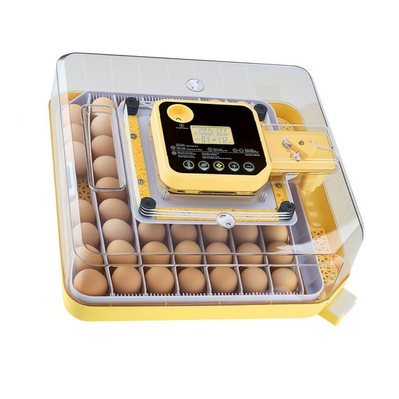 KFFKFF 48 Egg Incubator with Automatic Turner, LED Egg Candler, Temperature Display, Humidity Control, and Clear 360 Viewing Window for Hatching Poultry Eggs like Chicks, Ducks, Geese, and Quail