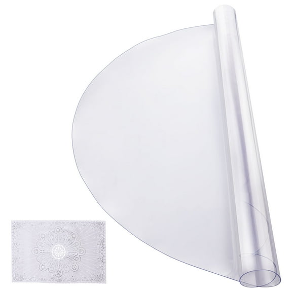 KFFKFF 48"x48"Clear PVC Table Protector, 2.0 mm Thickness, Round Waterproof Desk Cover, Easy to Clean, Ideal for Office, Dining, and Nightstands