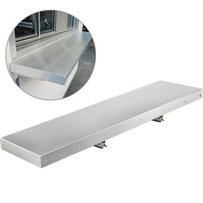 KFFKFF 48Lx12W Inch Drop-Down Serving Shelf, Stainless Steel, Foldable Design for Food Service at Concession Trailer Windows